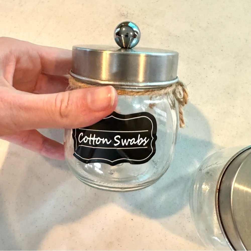 Set of Two Bathroom Rustic Farm Storage Jars with Removable Lids